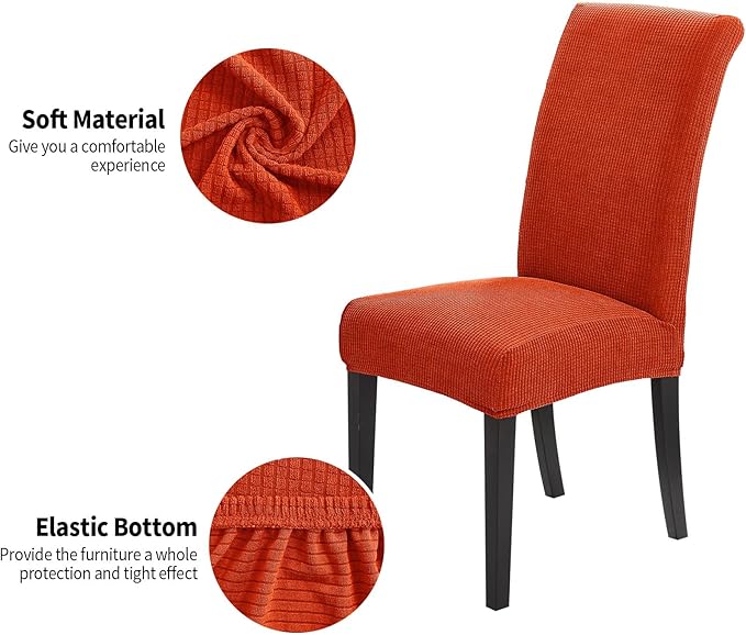 Joccun Chair Covers for Dining Room Set of 4, Dining Chair Slipcovers Stretch Dining Room Chair Covers Seat Protector,Parsons Chair Cover for Home,Hotel,Banquet(Pureed Pumpkin,4 Pack)