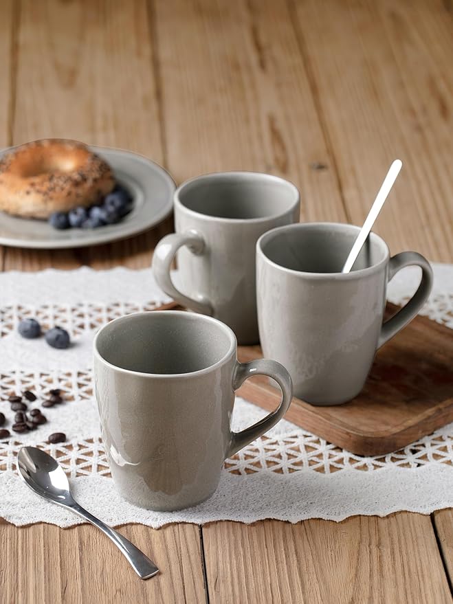 famiware Aurora Coffee Mugs, 14oz Mug Set of 4, Stoneware Mug, Cups for Kitchen, Cappuccino, Latte, Reactive Glaze, Microwave Safe, Scractch-resistant, Slate gray-Ruum Studio Home