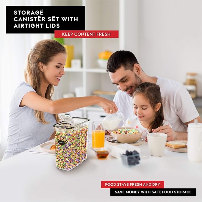 DWËLLZA KITCHEN Extra Large Cereal Containers Storage 6.3L - 213 fl. oz - 2 Pc Family Size Cereal Dispenser Countertop, Bulk Airtight Food Storage Containers for Pantry Organization Labels and Marker-Ruum Studio Home