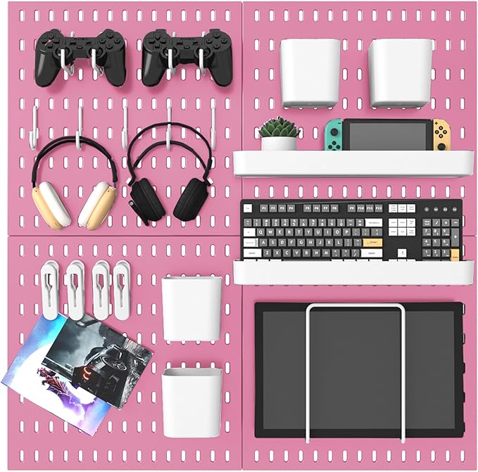 Pegboard Combination Kit, 25.2" x 25.2" Wall Mounted Storage Set with 4 Pegboards & 20 Accessories Hanging, Peg Boards Organizer-Ruum Studio Home