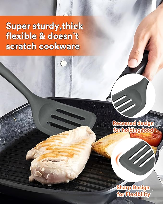Kitchen Utensils Set, 13PCS Silicone Cooking Utensils, Heat Resistant Kitchen Utensil Spatula Set for Nonstick Cookware, Wooden Handles Kitchen Gadgets Tools Set-Ruum Studio Home