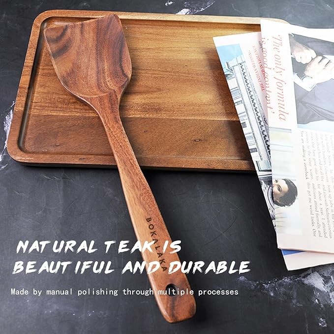 Wooden Spatulas, 1 Pcs Natural Teak Wood Spoon for Cooking Wooden Kitchen Utensil Wooden Spoons & Spurtle for Cooking-Ruum Studio Home