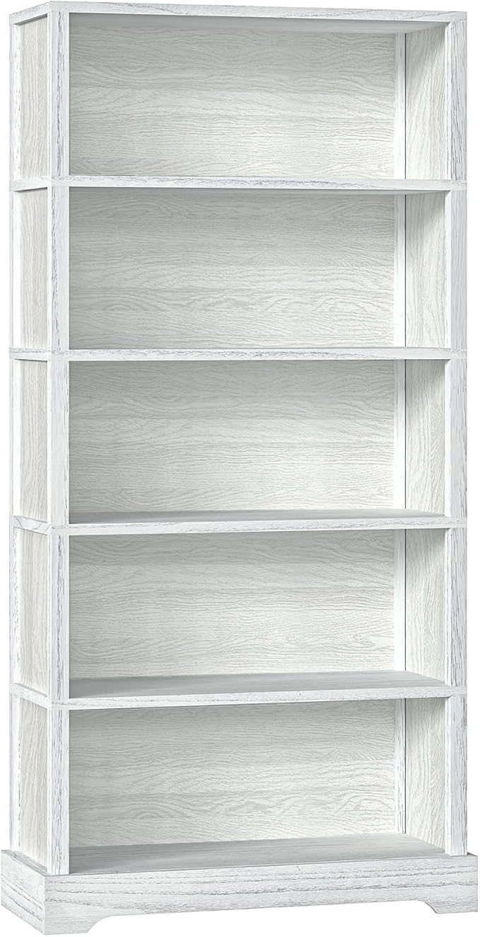 TVU 5-Shelf Wood Bookcase, 65 Inch Tall Bookshelf with Storage, Floor Standing Display Book Shelf,for Living Room Bedroom Study Office,Antique White-Ruum Studio Home