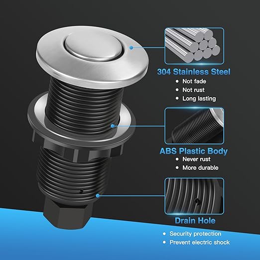 Garbage Disposal Air Switch Kit, UL Certified Professional Garbage Disposal Switch Button Power Module, Sink Top Waste Disposer On/Off Switch-Ruum Studio Home