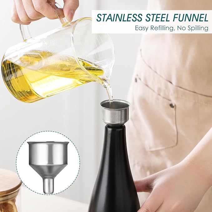 vancasso 16 Oz Ceramic Olive Oil Dispenser Bottle, Bottle Dispenser with Spout and Funnel for Kitchen,Suitable for Oil, Vinegar, Coffee Syrups & Other Liquids,BK-Ruum Studio Home