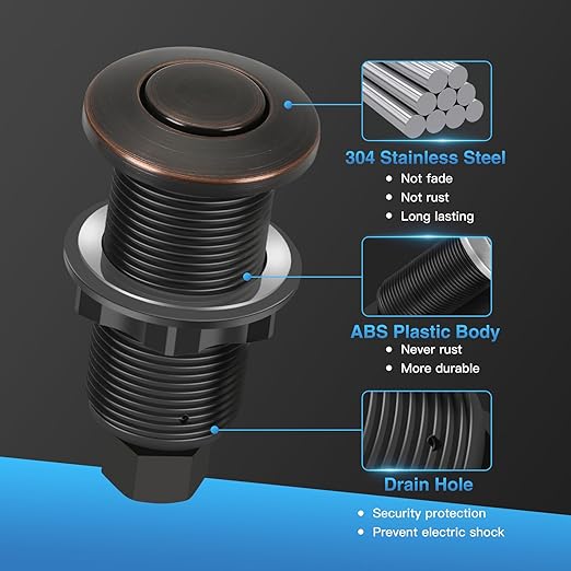 Garbage Disposal Air Switch Kit, UL Certified Professional Garbage Disposal Switch Button Power Module, Sink Top Waste Disposer On/Off Switch-Ruum Studio Home