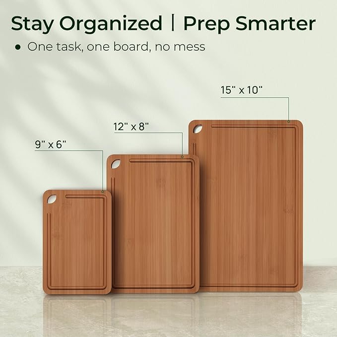 Bamboo Cutting Board, Durable Wood Cutting Boards for Kitchen with Deep Juice Grooves & Built-in Handles, Ideal Charcuterie & Chopping for Meat, Vegetables and Fruits Ideal Kitchen Gifts-Ruum Studio Home