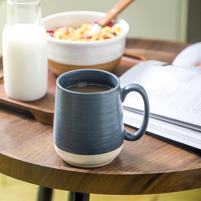 Hasense Coffee Cups, 15 oz Coffee Mugs Ceramic with Handles Set of 6, Tea Cup for Home and Office, Stylish Colorblocking Mug for Coffee, Tea, Latte, Cocoa, Dishwasher Microwave Safe, Deep Blue-Ruum Studio Home