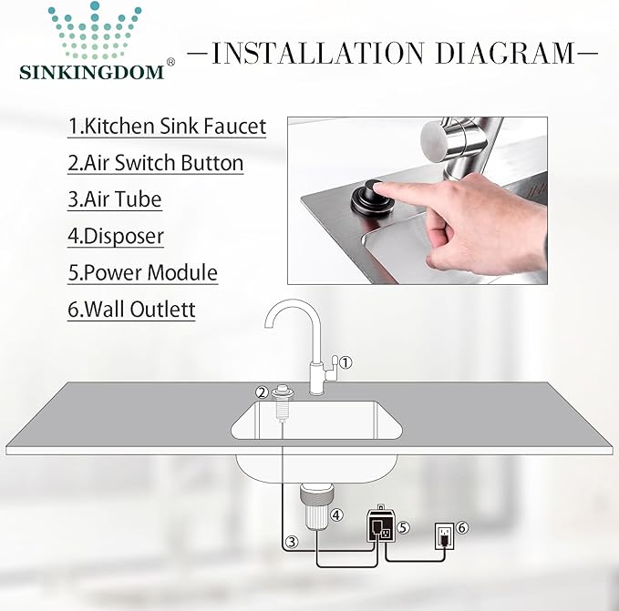 SinkTop Air Switch Kit (Long Full Brass Button) for Disposal, Dual Outlet, (Oil Rubbed Bronze)-Ruum Studio Home