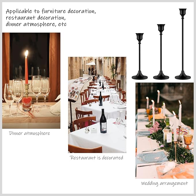 Candlestick Holders,Taper Candle Holder for Candlesticks Black Candelabra Candle Holder Vintage Candle Stick Candle Holders for Fireplace Party Dining Home-Ruum Studio Home