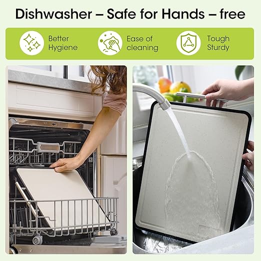 Dishwasher Safe 316 Stainless Steel Cutting Board for kitchen, Double-Sided Pure 316/Wheat Straw PP, Scratch-Resistant Chopping Board with Juice Groove&Grinding Area, Easy to Clean Large Size 16"*11"-Ruum Studio Home