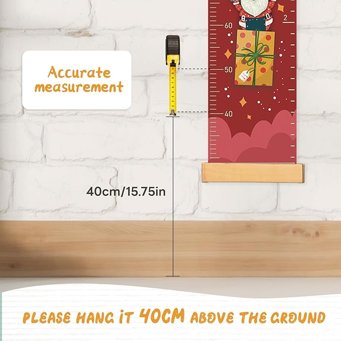 Personalized Name Growth Chart Wall Decor for Kids – Canvas Removable Height Chart Measuring Ruler 59" x 7.9" (Santa Claus Gifts)-Ruum Studio Home