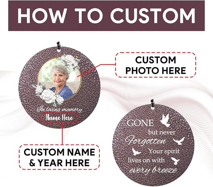 Personalized Sympathy Wind Chime, Memorial Wind Chimes in Memory of a Loved One Gift, Memorial Gifts Wind Chimes for Outside Patio Home or Garden Decor-Ruum Studio Home