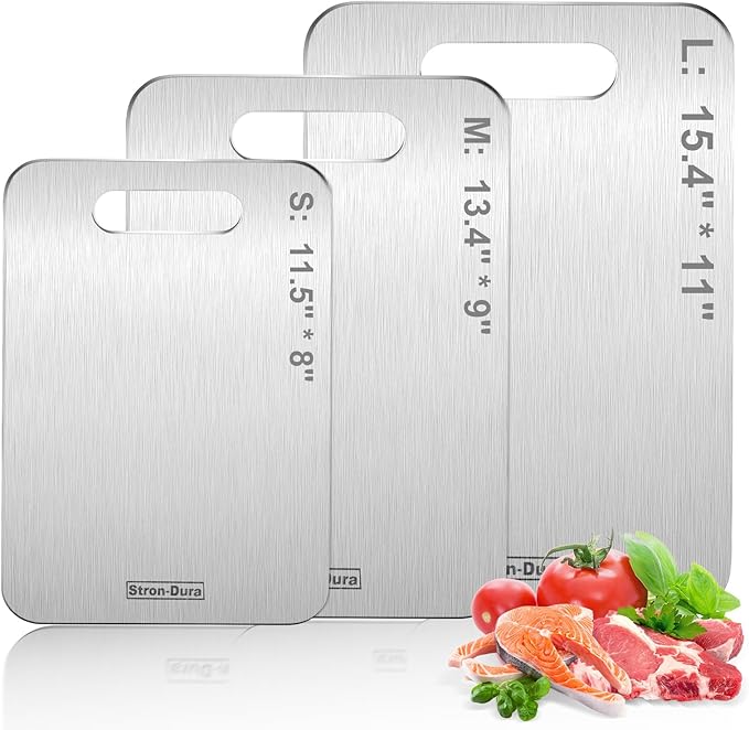 Stron- Dura Cutting Board - 304 Food Grade Stainless Steel Cutting Boards for Kitchen- for cutting Meat, Fruit, Vegetables, Outdoor or Indoor 11.5" X 8" (1, Small)-Ruum Studio Home