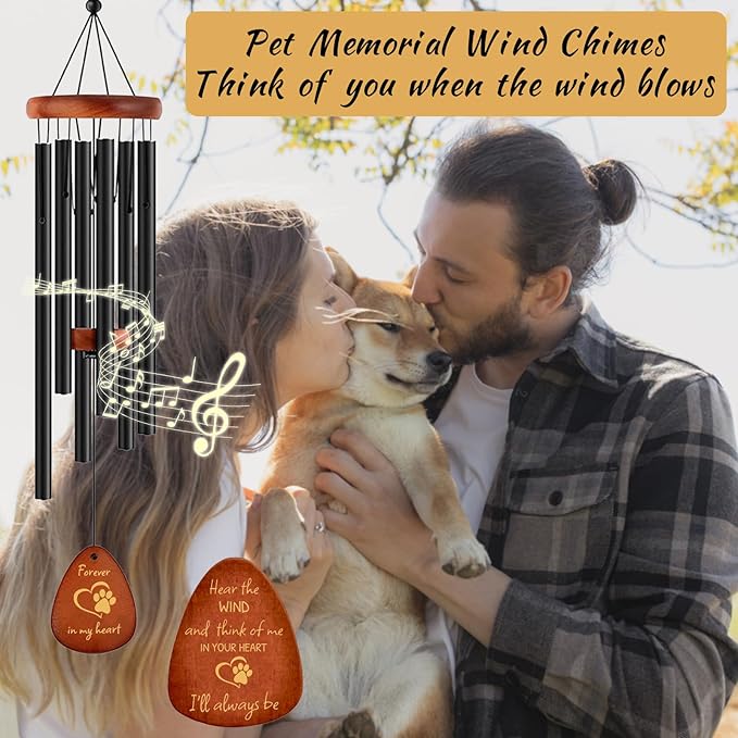 Pet Memorial Wind Chimes 26" - Dog Memorial Gifts for Loss of Dog, Dogs Remembrance Bereavement Gift, Pet Loss Sympathy Gifts (Design 3)-Ruum Studio Home