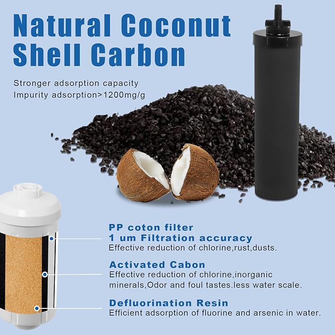 Water Filter Replacement Compatible with Berkeyy Black Filters & PF 2 Fluoride Filters Gravity Water Filter System by NSF/ANSI 42 Certified, 2 Packs Combo water filtration replacement-Ruum Studio Home
