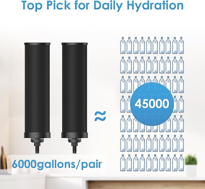 AQUA CREST Gravity Water Filter System, NSF/ANSI 42&372 Certified Black Carbon Filters, Reduce Lead and Up to 99% Chlorine, 2.25G, for Home, Camping, RVing, Off-Grid, Emergencies, AQ-TN-A-Ruum Studio Home