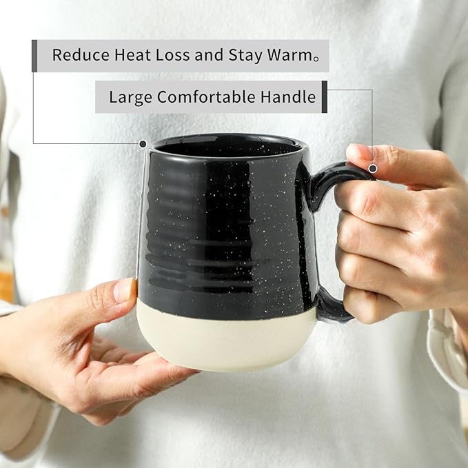 Hasense Coffee Mugs Ceramic, 15 oz Large Coffee Cups with Handle for Home and Office, Latte Mugs Set for Coffee, Tea, Hot Cocoa, Mocha, Black Coffee Cup Gift for Dad Mom, Dishwasher Microwave Safe-Ruum Studio Home