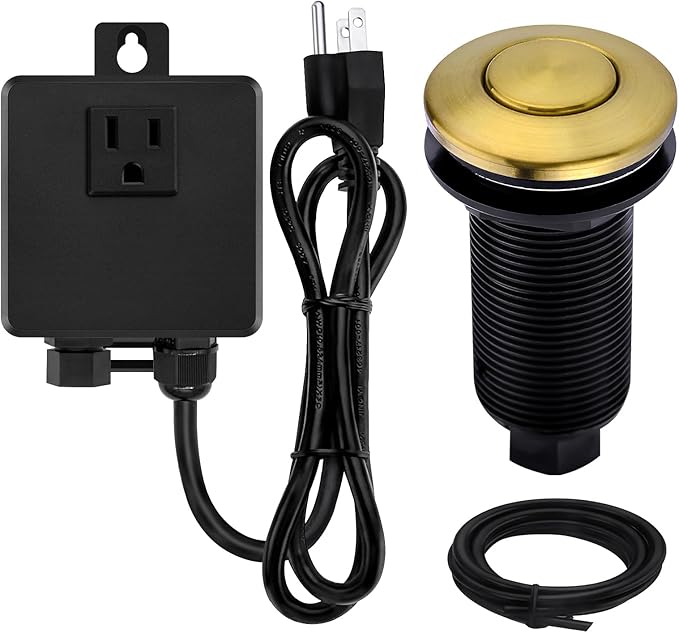 Garbage Disposal SinkTop Air Switch Kit with Long Button,Brass Made Cover,Champagne Bronze-Ruum Studio Home