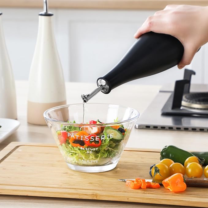 vancasso 16 Oz Ceramic Olive Oil Dispenser Bottle, Bottle Dispenser with Spout and Funnel for Kitchen,Suitable for Oil, Vinegar, Coffee Syrups & Other Liquids,BK-Ruum Studio Home