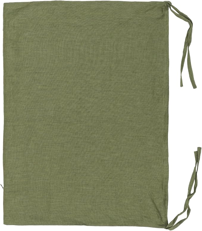 Hanging Linen Laundry Bag, 100% Pure Flax Linen Over The Door Hamper with Bottom Zipper for Laundry Room, Household Dirty Cloth Storage Organizer Bag, Army Green-Ruum Studio Home