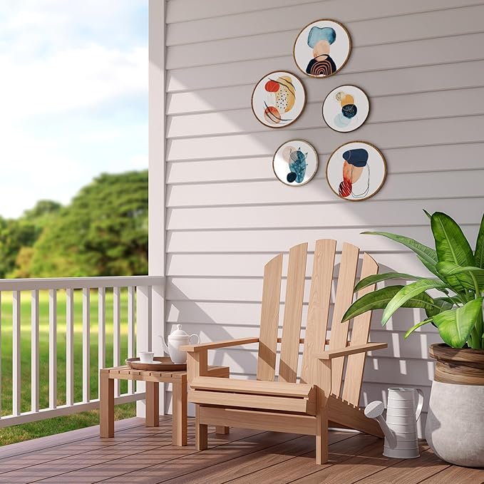 Qunclay 5 Pcs Wall Art Decor Wooden Living Room Wall Decor Bohemian Hanging Farmhouse Geometric 10'' and 8'' Aesthetic Wood Minimalist Posters for Bedroom(Geometry)-Ruum Studio Home