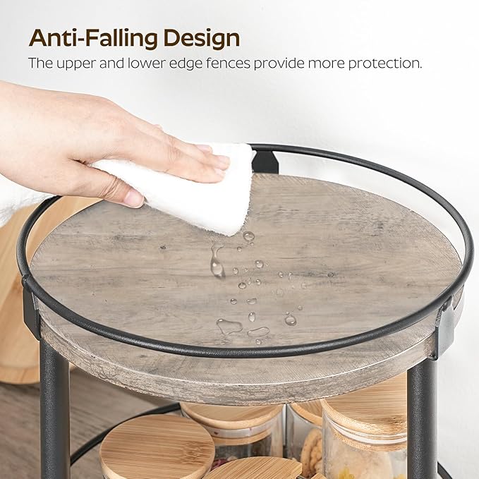 Lazy Susan Organizer, Rotating Spice Rack, 2 Tier Spice Turntable Organizer, Industrial Turntable Spice Holder, for Kitchen Countertop and Cabinet, Compact and Versatile, Greige SR22BG-Ruum Studio Home
