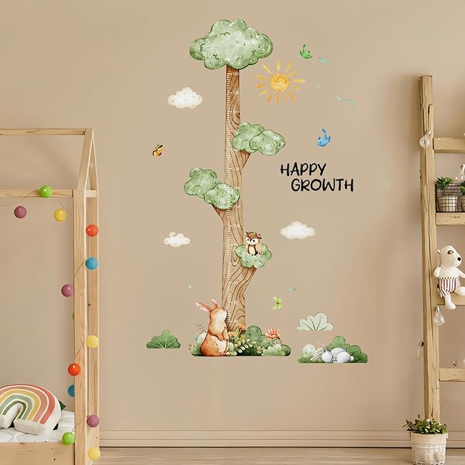 3D Cartoon Height Chart for Kids, DIY Growth Stickers, Removable Height Wall Chart for Kids Nursery, Bedroom, Bathroom-Ruum Studio Home