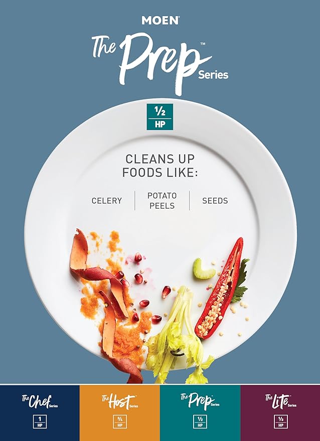 Moen Prep Series PRO Continuous Feed Compact Garbage Disposal for Kitchen Sink with Power Cord, GXP50C-Ruum Studio Home