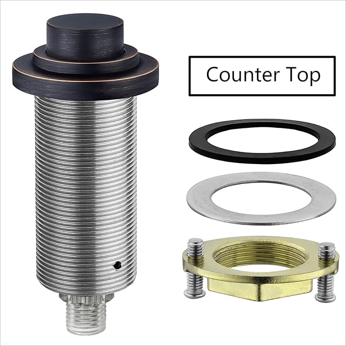 SinkTop Air Switch Kit (Long Full Brass Button) for Garbage Disposal, Cordless Oil Rubbed Bronze-Ruum Studio Home