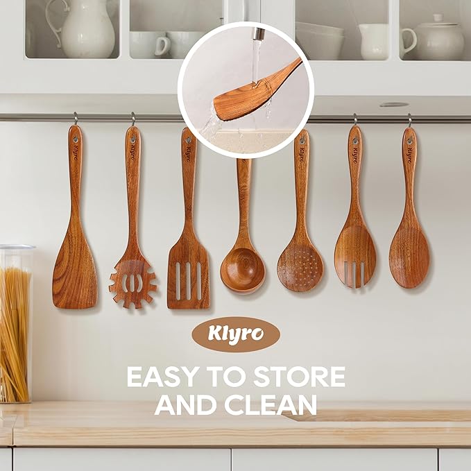 Kitchen Utensils Set, 7 Piece Premium Cooking Utensils Set, Durable Non-Stick Wooden Spoons for Cooking, Kitchen Essentials for New Home-Ruum Studio Home