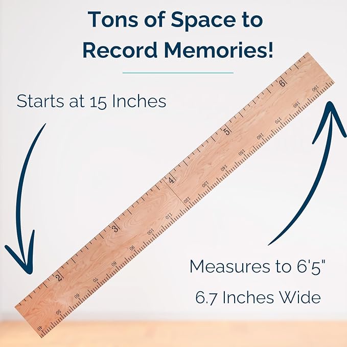 Wooden Growth Chart for Wall - Size Height Chart for Kids, Growth Measuring Board and Kids Height Wall Chart, Growth Chart for Kids, Height Chart for Wall - Natural (63"x6.7")-Ruum Studio Home