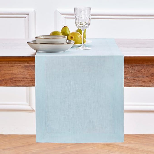 Solino Home Linen Ice Water Table Runner 144 Inches Long - 100% Pure Linen Extra Long Table Runner 14 x 144 Inch - Fete-Ruum Studio Home
