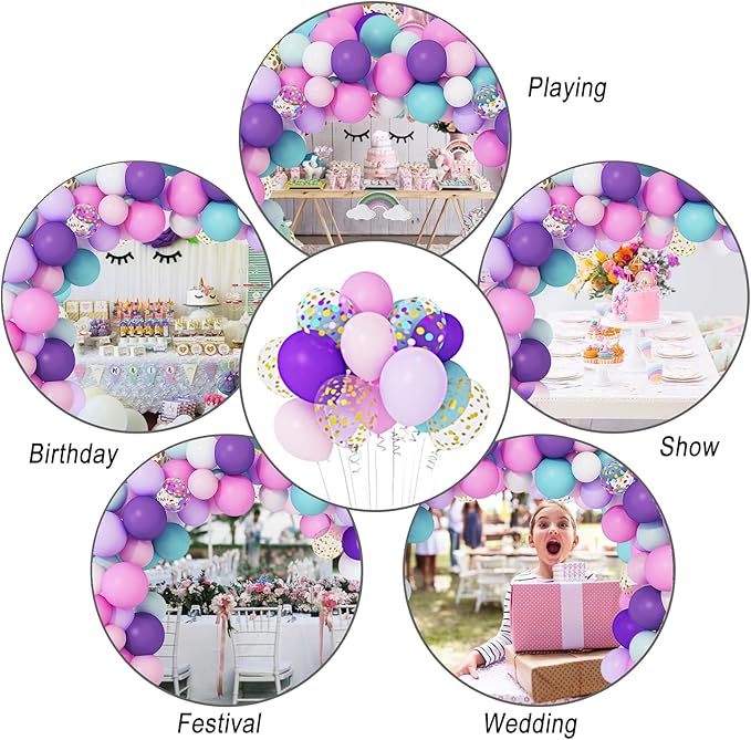 Amandir 134pcs Unicorn Balloons Arch Garland Kit, Unicorn Birthday Party Decorations for Girls Confetti Light Purple Aqua Blue Pink Balloons Set Wedding Baby Shower Party Supplies-Ruum Studio Home