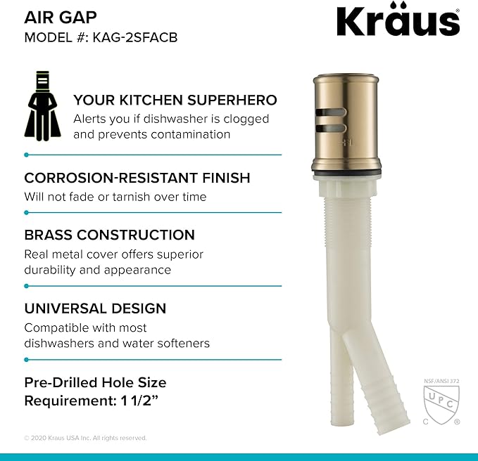 KRAUS Dishwasher Air Gap in Spot Free Antique Champagne Bronze, KAG-2SFACB-Ruum Studio Home