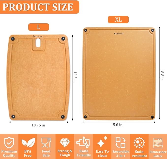Large cutting boards for kitchen dishwasher - 2PC cutting board set double-sided with Non-Slip Feet and Juice Groove Composite chopping board for kitchen knife Friendly XL(18.8")+L(14.5")-Ruum Studio Home