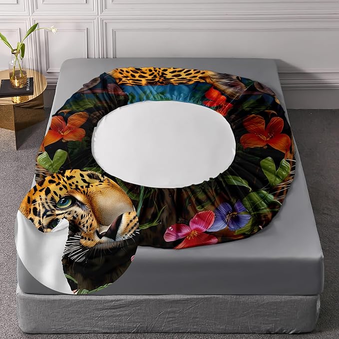 AILONEN Leopard Print Fitted Sheet Set Twin XL Size for Boys,Safari Cheetah Bed Sheet Set TwinXL, Jungle Animal Leopard Sheet Set 3 Pieces Wildlife Fitted Sheet with 2 Pillowcases