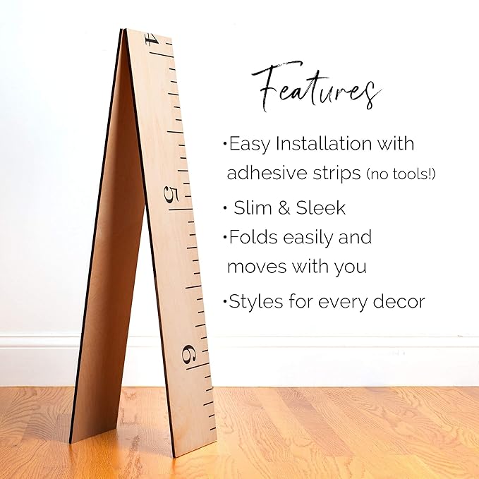 Wooden Growth Chart – Kids Height Chart, Wall Measurement for Kids, Height Chart for Wall, Growth Ruler for Children – Natural Ruler (63"x6.7")-Ruum Studio Home