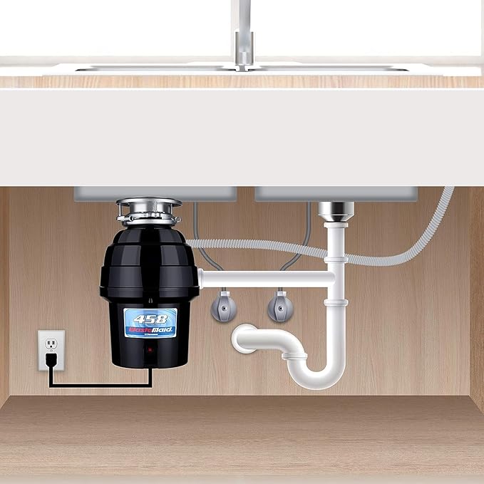 Waste Maid 10-US-WM-458-3B Garbage Disposal Anti-Jam Stainless Steel Food Waste Grinding System, 3/4 HP Deluxe, Black-Ruum Studio Home