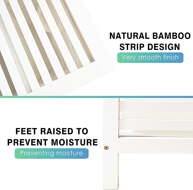 SMIBUY Double Laundry Hamper with Lid, 120L Bamboo Laundry Basket with Removable Liner Bag, 2-Section Clothes Divider Laundry Sorter for Laundry Room, Bathroom, Bedroom (White)-Ruum Studio Home
