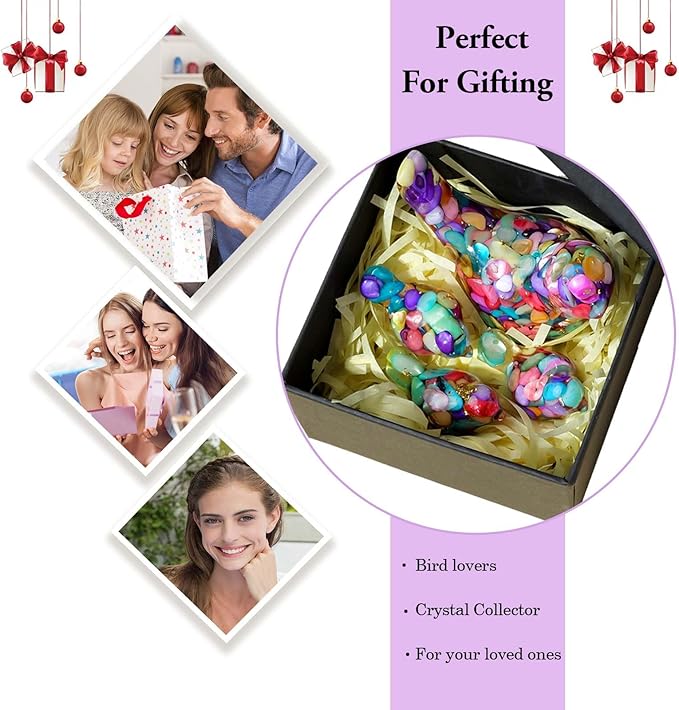 Crystal Bird Figurines, Resin Animal Statues, Miniature Decorative Gravel Birds, Home Decor (4PCS-Colorful)-Ruum Studio Home