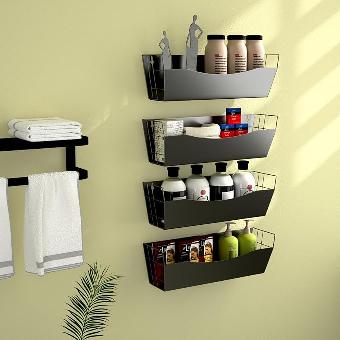 Magnetic Kitchen Organizer for Refrigerator Spice Rack Organizer Metal Magnet Shelf For Waching Machine Strong Magnetic Fridge Shelf for Microwave Kitchen Pantry Organizer No Drilling Installation-Ruum Studio Home