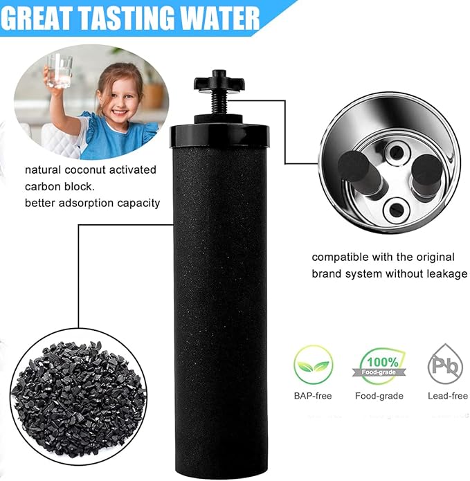 Water Filter Replacement Compatible with Big Berkey® Gravity Filter System Parts and Accessories, NSF/ANSI 42&372 Certified (4 Pack) BB9-2® Black Water Filters Cartridges-Ruum Studio Home
