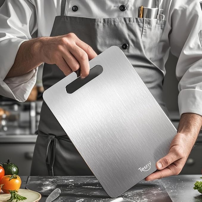 2 Pack Titanium Cutting Board - 100% Pure Titanium Cutting Boards For Kitche,Easy to clean, Double-sided food-grade Cutting Board For Cutting Meats, Fruits And Vegetables.(15 * 11)-Ruum Studio Home