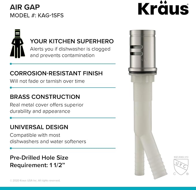 KRAUS Dishwasher Air Gap in Spot Free All-Brite™ Stainless Steel, KAG-1SFS-Ruum Studio Home