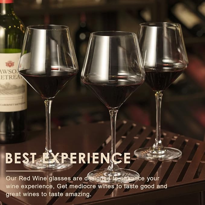 Wine Glasses,White Red Wine Glasses Set of 6,Lead-Free Premium Crystal Clear Glass,Hand Blown Italian Style Burgundy Long Stem Wine Glasses,Great Gift Packaging(16oz,6pack)-Ruum Studio Home