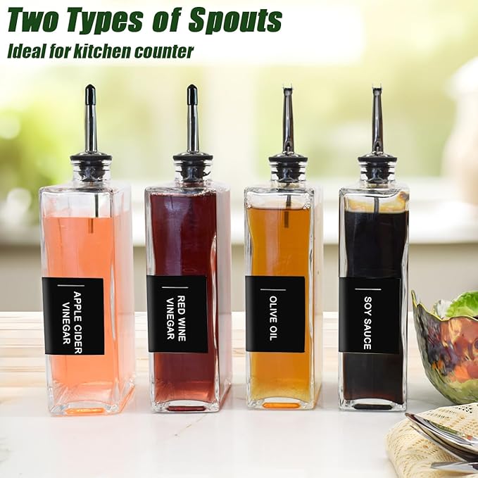 Olive Oil Dispenser Bottle for Kitchen,17 oz Oil and Vinegar Dispenser Set, Cooking Oil Dispenser, Glass Container, Coffee Syrup Bottles-Ruum Studio Home