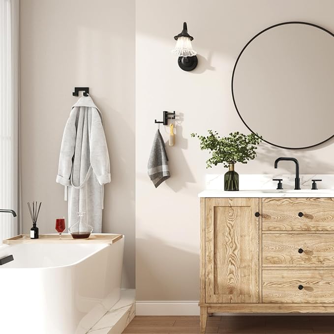 Angle Simple Swivel Towel Hook 3 Arms, SUS 304 Stainless Steel Foldable Bathroom Robe Towel Hook, Wall Coat Holder, Matte Black-Ruum Studio Home