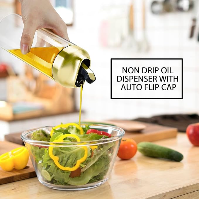 Aelga Gold Oil Dispenser - Gold Kitchen Accessories-Oil Dispenser Bottle for Kitchen with Stainless Steel Spout-Ruum Studio Home