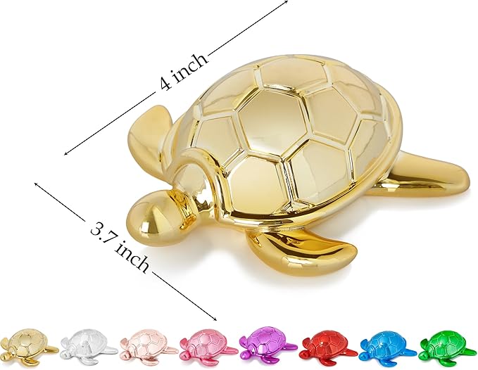 Small Sea Turtle Statue 4 inch Shiny Gold Accent Knick Knacks Paperweight for Bathroom Home Office Shelf Desk Table Decor, Cute Sea Turtle Gifts for Women-Ruum Studio Home